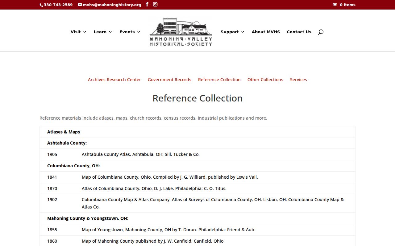 Boardman Township city directory historical collections at the Mahoning Valley Historical Society