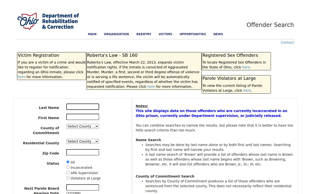 Boardman Township resident lookup Ohio DRC offender search public safety resource