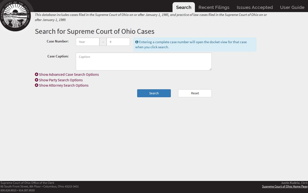 Boardman Township resident lookup Ohio Supreme Court public docket search